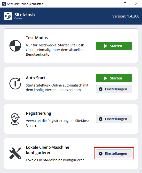 Lokale Client-Maschine konfigurieren