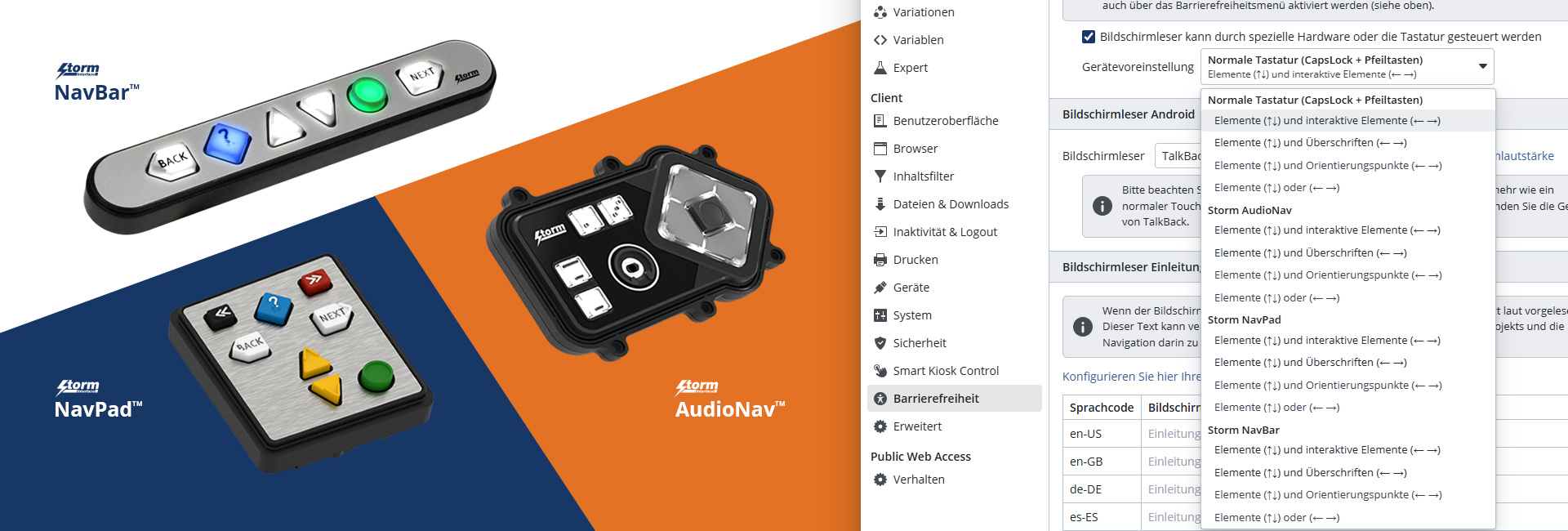 Neue Storm Interface Geräte jetzt „Out of the Box“ in SiteKiosk Online unterstützt